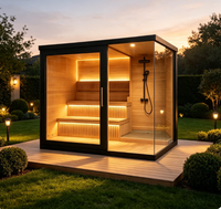 Cabine de sauna en bois de haute qualité pour plusieurs personnes, à faible rayonnement magnétique, pour le bien-être familial dans le jardin