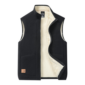 Gilet d'hiver pour <span class=keywords><strong>homme</strong></span>, chaud, décontracté, col montant, polaire <span class=keywords><strong>sans</strong></span> manches, polaire double face, fermeture éclair, <span class=keywords><strong>veste</strong></span> transfrontalière - Product Image 1