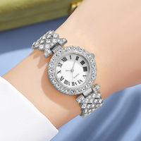 Set de 5 Relojes de Pulsera de Cuarzo para Boda, con Circonitas, Chapados en Oro, con Caja, para Mujer