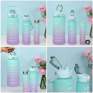 Custom New 1pc 2Pcs 3Pcs 1000ml Half Gallon Eco-Friendly BPA Free Leak-Proof Dishwasher Safe Water <b>Bottle</b> Time Marker Straw - Product Image 2
