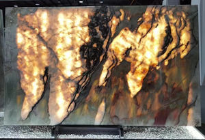 Losa de mármol Tiffany, <span class=keywords><strong>Laguna</strong></span>, cristal, cuarcita, función retroiluminada, decoración de pared, 20mm, 30mm, tocador de baño, azulejo de pared Bookmatched - Product Image 2