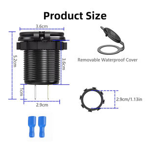 Chargeur de voiture et de <span class=keywords><strong>moto</strong></span> 12V 36W en aluminium, étanche, QC3.0, double port <span class=keywords><strong>USB</strong></span>, <span class=keywords><strong>prise</strong></span> de chargeur de voiture et de <span class=keywords><strong>moto</strong></span> <span class=keywords><strong>avec</strong></span> voltmètre numérique et <span class=keywords><strong>interrupteur</strong></span> - Product Image 6