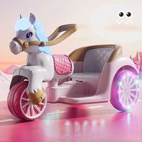 Voiture électrique pour enfants, chariot de princesse à 3 roues en PP, jouet musical 12V à batterie pour garçons et filles de 1 à 9 ans
