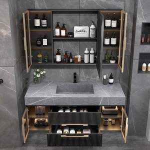 Lumière intelligente luxe pierre <span class=keywords><strong>dalle</strong></span> sans couture épissage bassin armoire de salle de bain combinaison lavabo armoire salle de bain Simple lavabo - Product Image 5