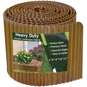 Recinzione Decorativa da Giardino in Acciaio Corten, Rettangolare, per Prato, con Inserto a Terra, Bordo di Contenimento in Metallo Nero Moderno - Product Image 1