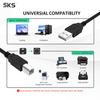 Kabel Printer USB 2.0 AM ke BM 1m 2m Hitam Cetakan Injeksi Transfer Data Kecepatan Tinggi untuk Printer Scanner HP Canon Epson