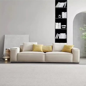 Divano Sezionale Moderno a Quattro Posti, Forma Rettangolare, Reclinabile e Regolabile, Set in Tessuto Tofu con Imbottitura in Spugna, Comfort per Soggiorno - Product Image 1