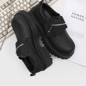 Nouvelles Bottines Derby Noires pour Femmes, à Bas Prix, Livraison Gratuite, Modèle Grand Orteil, en PVC, Fabrication Export, Chaussures de Mode - Product Image 2