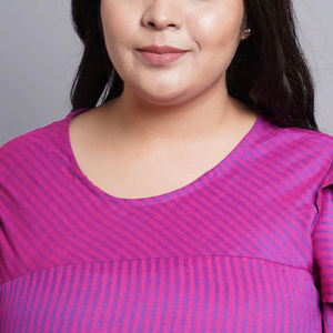 Top décontracté à rayures en viscose pour femmes élégantes Design tendance à la cheville avec décoration à motif Un ensemble - Product Image 1