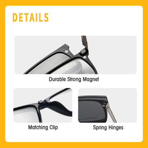 Gafas de sol magnéticas con clip Grey Jack, montura de metal TR, lentes TAC con protección UV400, diseño cuadrado unisex - Product Image 5