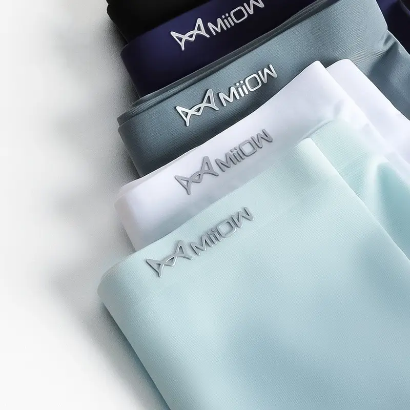 Wholesale Custom Logo Thin Ice Silk Breathable Underwear Mens Boxer Briefs Pants Nylon Spandex
