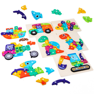 En bois 3D dessin animé dinosaure véhicule Puzzles conseil bricolage correspondant jeu enfants éducatifs apprentissage jouets pour enfants garçons filles - Product Image 4