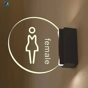 שלט לד מואר לבית קפה/משרד, שלט אקרילי עגול לדלת שירותים, שלט חדר רחצה - Product Image 1