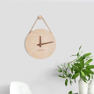 Horloge murale en bois avec corde, style nordique, silencieuse, sans tic-tac, décoration pour la maison, le salon, la chambre, la cuisine, le bureau, fournisseur - Product Image 1
