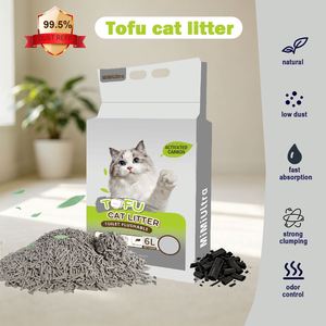 Clumping Natural Tofu <b>Cat</b> Litter Flushable Kitty Litter Dust Free Activated Carbon <b>Cat</b> Litter - Product Image 1