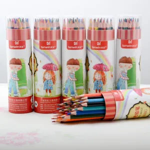 Tenwin 4231 नए उत्पादों कस्टम प्रचारक पानी के रंग का 24 रंगीन पेंसिल सेट बच्चों के लिए फैक्टरी मूल्य के साथ