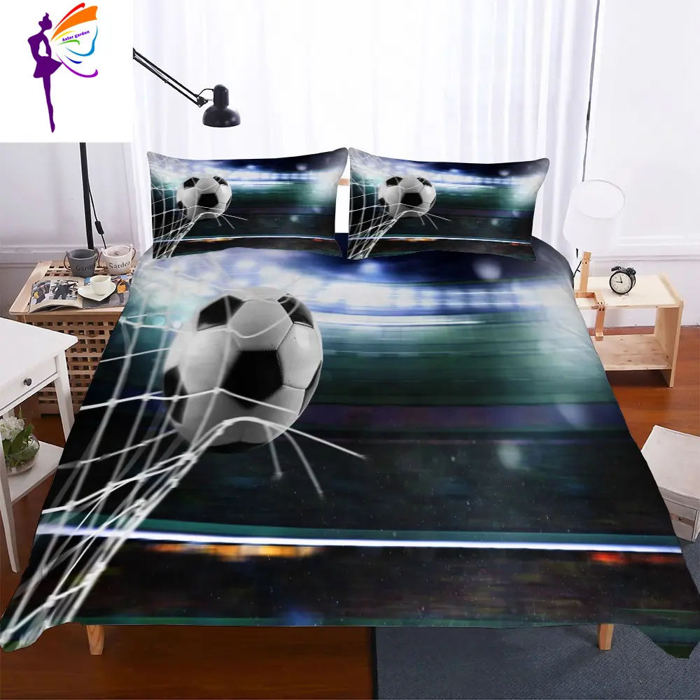 3D style Soccer Football Print polyester bedding set