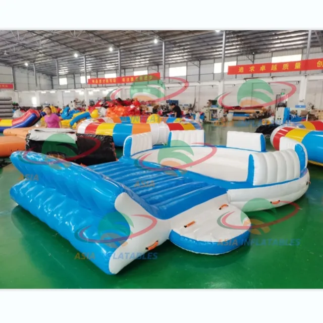 Isla flotante de agua inflable con dosel para relajación de adultos en el mar por vacaciones