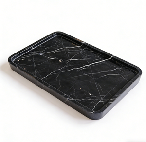 Plateau de rangement et décoratif de luxe en marbre noir naturel, style Art déco, pour la <span class=keywords><strong>maison</strong></span> - Product Image 1
