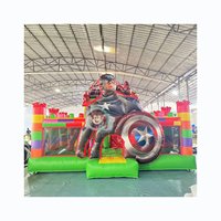 Château gonflable commercial à thème Avengers avec toboggan pour jeux d'enfants