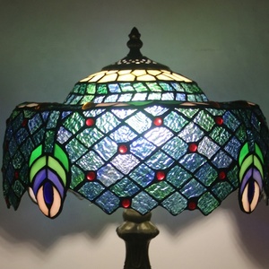 LongHuiJing Dragonfly Dome Stained Glass AC Table Lamp Multicolored Brown Handmade Wisteria Lampshade LED Flexible Simple E26 - Product Image 4