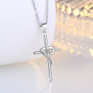 Collana con Ciondolo a Cuore e Croce per Donne, Charm a Forma di Battito Cardiaco, Catena per Clavicola, Gioielli alla Moda - Product Image 4