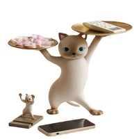 Dessin animé résine chat mignon porche clés et plateau de rangement de bonbons décorations maison plateau de bureau cadeaux