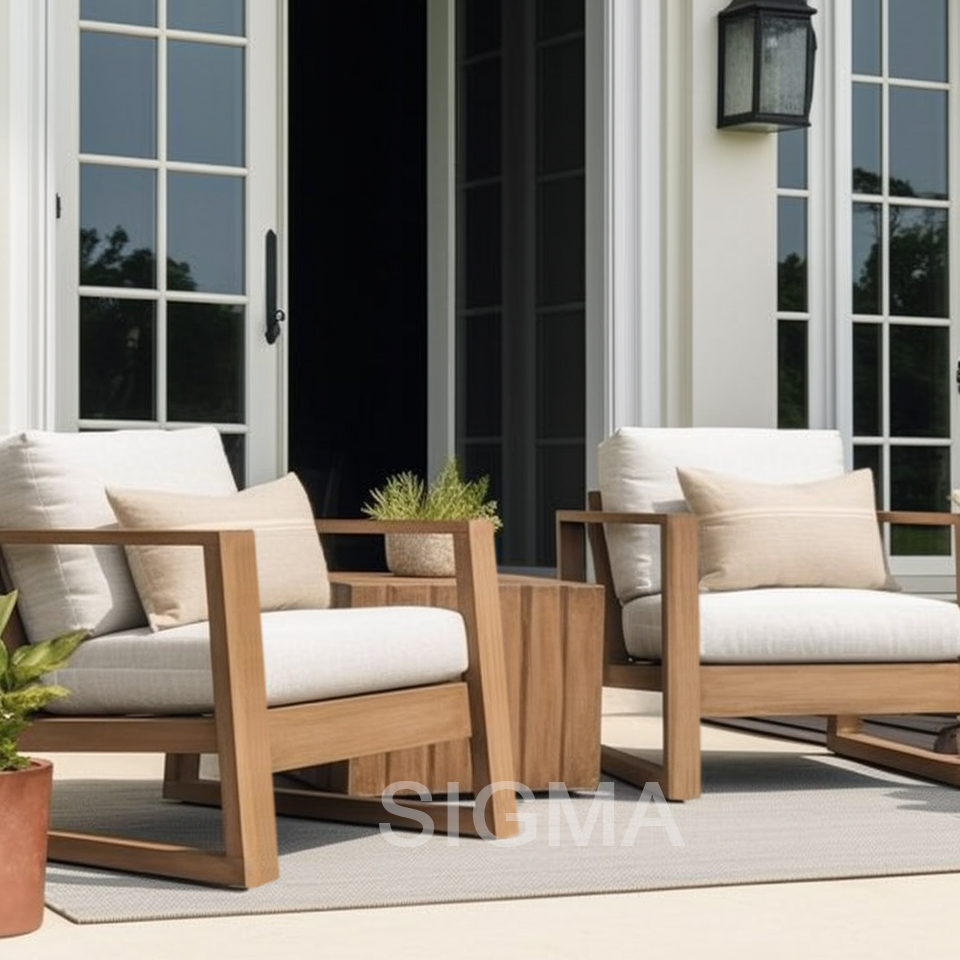 Customized Size Patio Set Outdoor Furniture  Modern Teak Patio Garden Garden Sofas