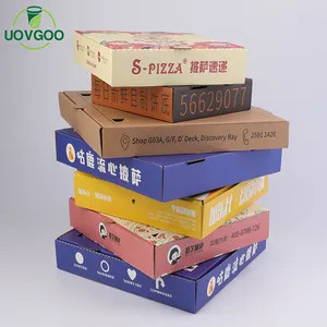 High Quality 10-inch Paper Pizza Box With Handle And Uv Coating Customized Logo Printing For Food Packaging