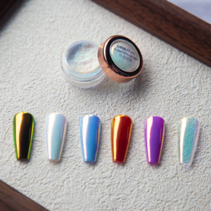 Aurora – Poudre pigmentée sirène <span class=keywords><strong>holographique</strong></span> 3D en acrylique faite à la main pour nail art, effet miroir chromé, scintillante et durable - Product Image 1