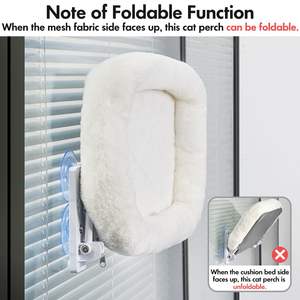 Perchoir de fenêtre pour chat sans fil Cadre métallique solide 4 ventouses fortes Mur de hamac pour chat d'intérieur pliable Deux lits remplaçables pour animaux de compagnie - Product Image 5