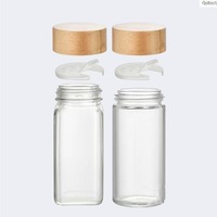 Bocaux à épices carrés en plastique de 120 ml de qualité alimentaire, salières à poivre en bambou au design moderne pour la vente en gros, le stockage et les fêtes