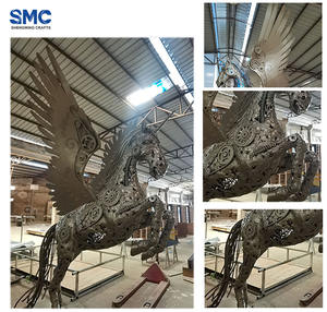 Opera d'Arte SMC a Grandezza Naturale in Acciaio Inossidabile, Cavallo Alato di <span class=keywords><strong>Fantascienza</strong></span> per Centri Commerciali, Biblioteche, Piazze e Spazi Pubblici all'Aperto - Product Image 2