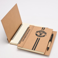 Ensemble de carnets à spirales Eco Kraft avec règle et stylo, couverture personnalisée imprimée, A6 A5 B5 A4, pour l'école, le bureau, journal, vente en gros