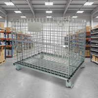 Cage à palettes en treillis métallique avec porte basculante et loquet de boucle pour le transport de pièces en usine et entrepôt