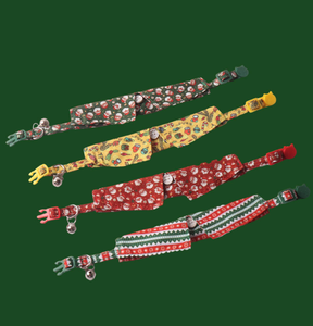 حيوان أليف box احتفالي سانتا كلوز طباعة كلاسيكي مخطط أحمر وأخضر وجرس جلجل ياقة قطة جذابة للعطلات - Product Image 6