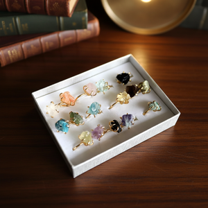 Anelli Regolabili in Cristallo Naturale con Tormalina Nera e <span class=keywords><strong>Ametista</strong></span>, <span class=keywords><strong>Anello</strong></span> Boho in Pietra di Quarzo con Avvolgimento Irregolare in Filo Metallico - Product Image 3