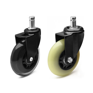 Roulettes de meubles en polyuréthane PU de 3 pouces, pivotantes silencieuses avec tige filetée, roulement à billes de précision, design moderne - Product Image 3