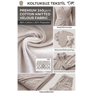Tela de Velour de Algodón de Primera Calidad, 240 g/m², 80% Algodón, 20% Poliéster, Rollo de Tela de 180 cm, Color Personalizado, Venta al Por Mayor - Product Image 2