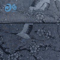 Tissu Denim Jacquard Flying Crane GC019K-8 Teint Noir Fleur de Pin pour Garçons Filles Hommes Femmes Écologique Anti-Bactérien Tendance
