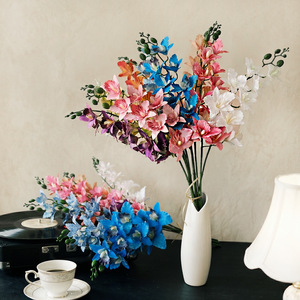 Fleurs artificielles Cattleya, arrangement d'orchidées en soie à 9 têtes, décoration de mariage et de maison, accessoires de photographie en plastique et tissu pour extérieur - Product Image 1