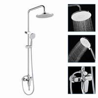 Ensemble de douche mural moderne avec robinet en cuivre fin, finition chromée, pour eau chaude/froide, idéal pour la maison