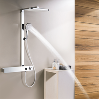 Ensemble de douche thermostatique moderne 620 mm chromé à double poignée avec jet de pluie, équipement de salle de bain en cuivre pour appartements