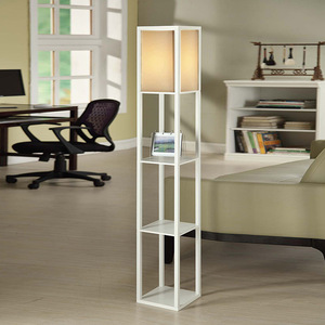 Lampada da Terra Minimalista in <span class=keywords><strong>Legno</strong></span> con Mensole, Moderna Lampada Angolare per Soggiorno e Camera da Letto - Product Image 3