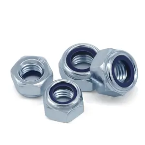 China Supplier Wholesale DIN985 Zinc Plated M6 M8 M10 M30 Carbon Steel Hex Nylon Lock Nuts