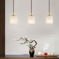 Lustre en albâtre naturel et cuivre, moderne et simple, pour villa duplex, grenier, escalier en colimaçon, lampe décorative avec hauteur réglable.