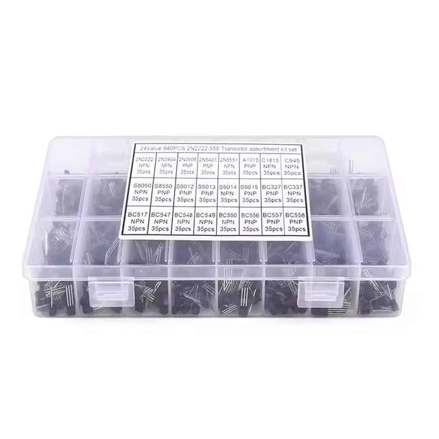 Youxinbang 840pcs/set 24Values TO-92 Surface Mount Transistor Assortment Kit BC327 BC337 BC547 2N2222 3904 3906 C945 PNP/NPN