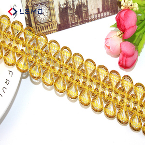 Cinta de encaje metálica bordada con lazo, dorada y plateada, trenzada de ganchillo, para adornos de vestidos de novia y trajes nigerianos - Product Image 3