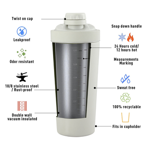 Shaker personalizzato con logo, bottiglia termica in acciaio inossidabile <span class=keywords><strong>a</strong></span> doppia parete sottovuoto da 20oz, tazza shaker per proteine resistente da palestra - Product Image 5
