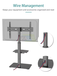 Soporte de TV de Vidrio Templado con Estante para DVD para Televisores de 32 a 65 <span class=keywords><strong>Pulgadas</strong></span>, Giratorio <span class=keywords><strong>35</strong></span> Grados, Altura Ajustable, Soporta 40 kg - Product Image 2
